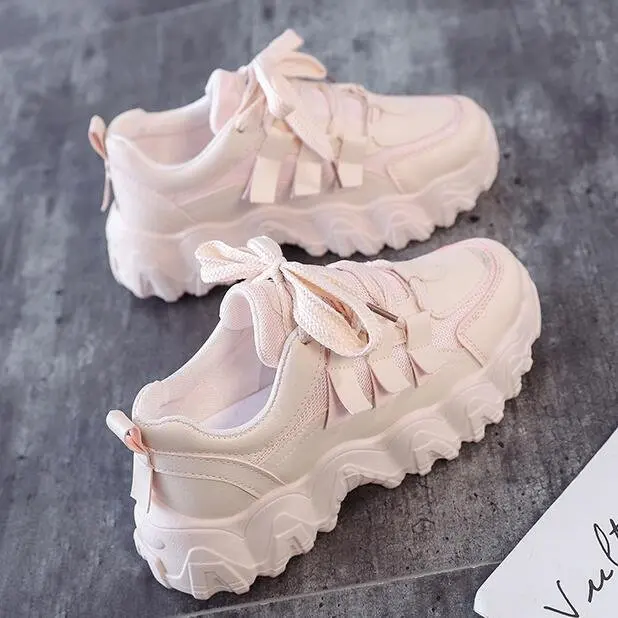 

2021 New Women Shoes New Chunky Sneakers For Women Lace-Up Vulcanize Shoes Casual Fashion Dad Shoes Platform Sneakers Basket