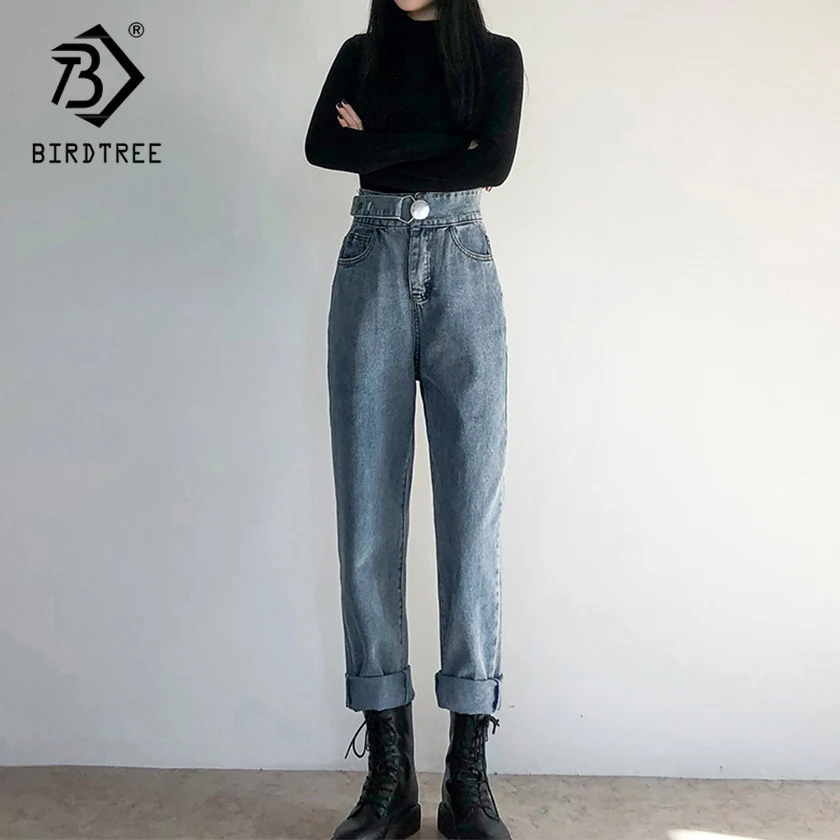 Брюки женские джинсовые в винтажном стиле свободные брюки оверсайз с завышенной
