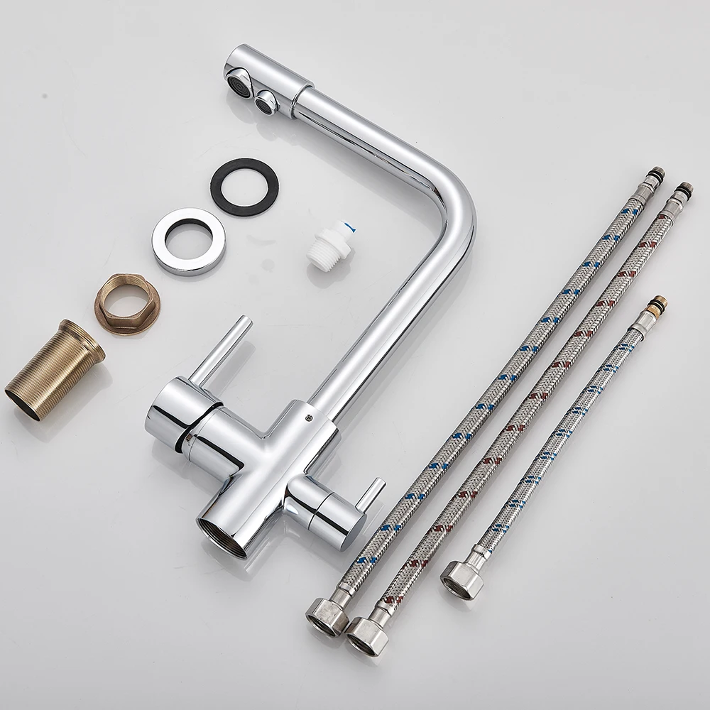 Хромированный латунный смеситель Rozin для кухни кран с фильтром из чистой воды