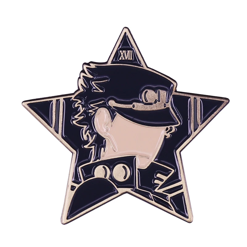 Jo Bizarre Adventure Golden Jotaro Kujo Brooch Pins Enamel Metal Badges Lapel Pin Brooches Fashion Jewelry Accessories | Украшения и
