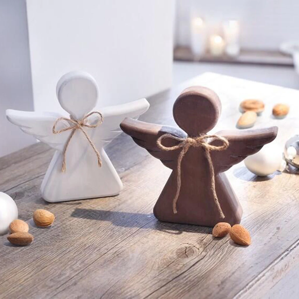 

Set of 2pcs Free Stand Plain Wood Angel Embellishments Christmas Decoration Gift