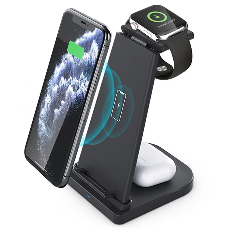 

3 IN 1 Qi Wireless Charger for iphone 12 SE2 11 Pro Samsung Note 20/10 S10 Fast Charging Stand for Airpods pro Apple Watch 5 4 3