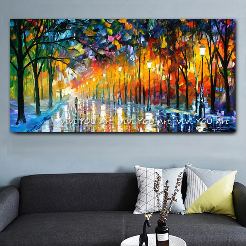 Canvas Painting Landscape painting Walling In Rain Light Road Oil Cuadros Wall Art Pictures for Living Room Home Decor | Дом и сад