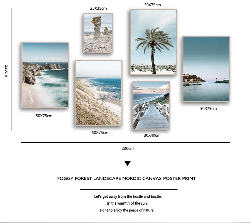 Морской океан пляж мост холст Постер скандинавский пейзаж природа морской