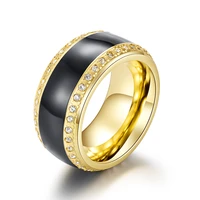 megin d new office simple epoxy rhineston titanium steel rings for men women couple family friend fashion design gift jewelry