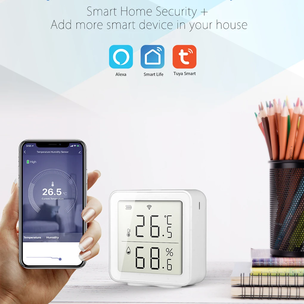 

Tuya Smart Life WIFI Temperature And Humidity Sensor Indoor Hygrometer Thermometer With LCD Display For Alexa Google Assistant