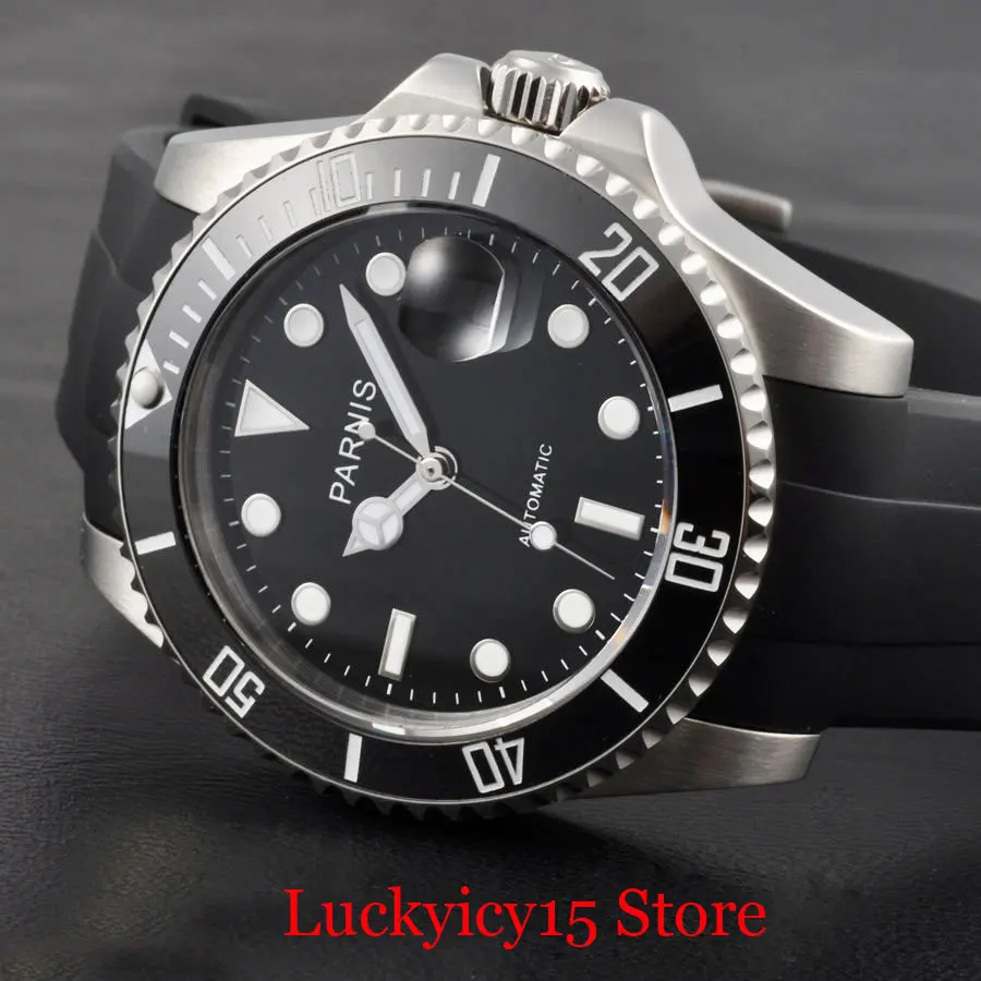 PARNIS деловой стиль серебристый цвет 40 мм Автоматическая Мужская фотовращающаяся