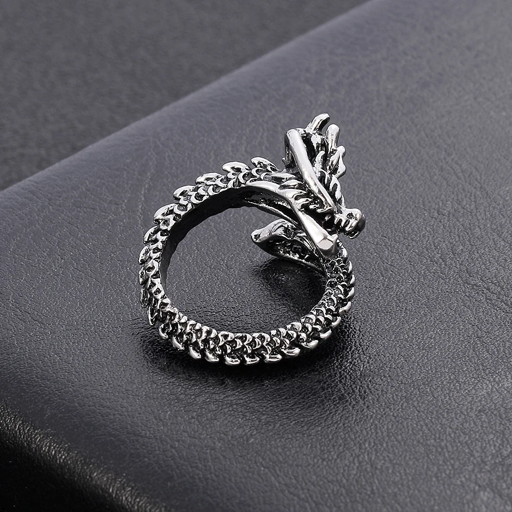 Винтажное панк кольцо с драконом массивное металлическое байкерское в стиле рок