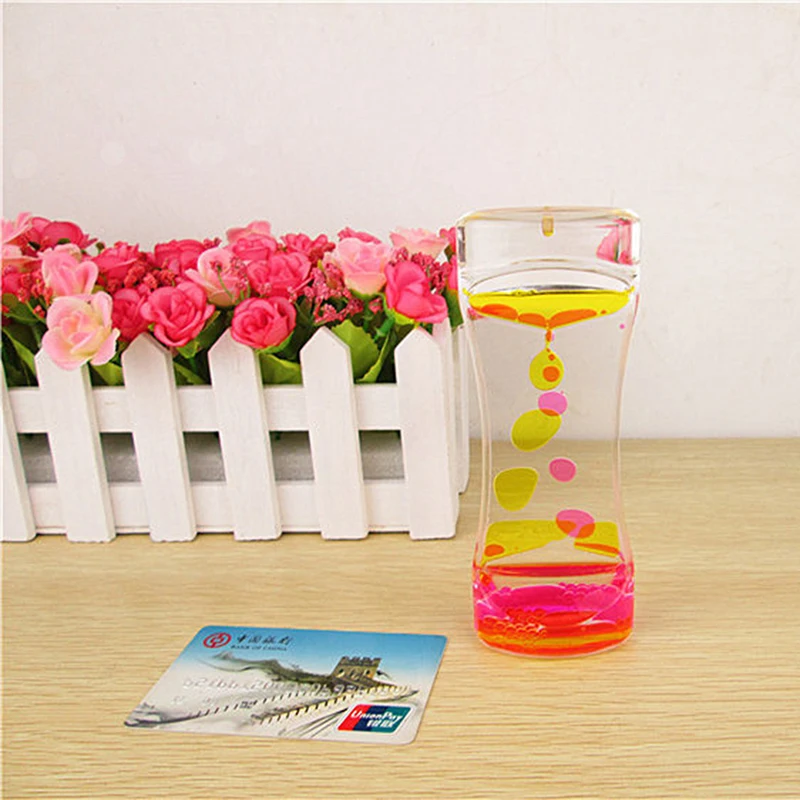 

1 piece floating color mix illusion timer movement clock table thin visual ornament glass oil liquid timer liquid acrylic V1M1