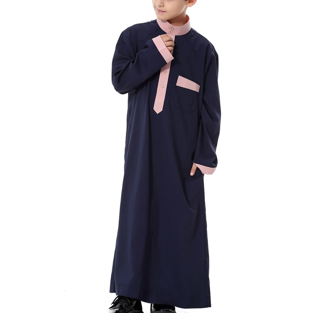 

Kid Muslim for Boys Arab Islamic Long Sleeve Round Neck Casual Robes Dress AN88