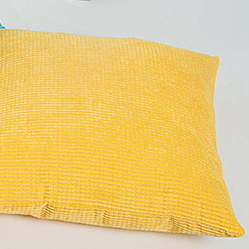 

2Pcs Pillow Case Solid Color Yellow Soft Washable Waist Throw Cover Home Pillow Case