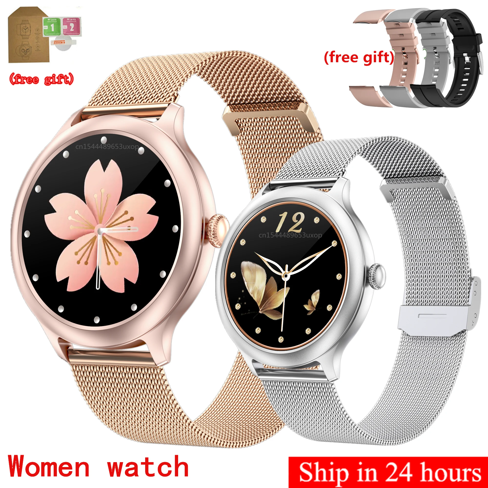 

DK19 Smart Watch Women 1.28" Full Touch Screen IP68 Waterproof 24 Hours Heart Rate Blood Pressure Oxygen Physiological PK KW20