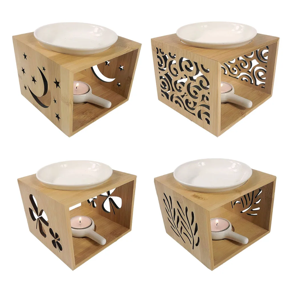 

Wooden Tealight Candle Holder Aromatherapy Oil Burner,Essential Oil Incense Aroma Diffuser Home Living Room Meditation Decor