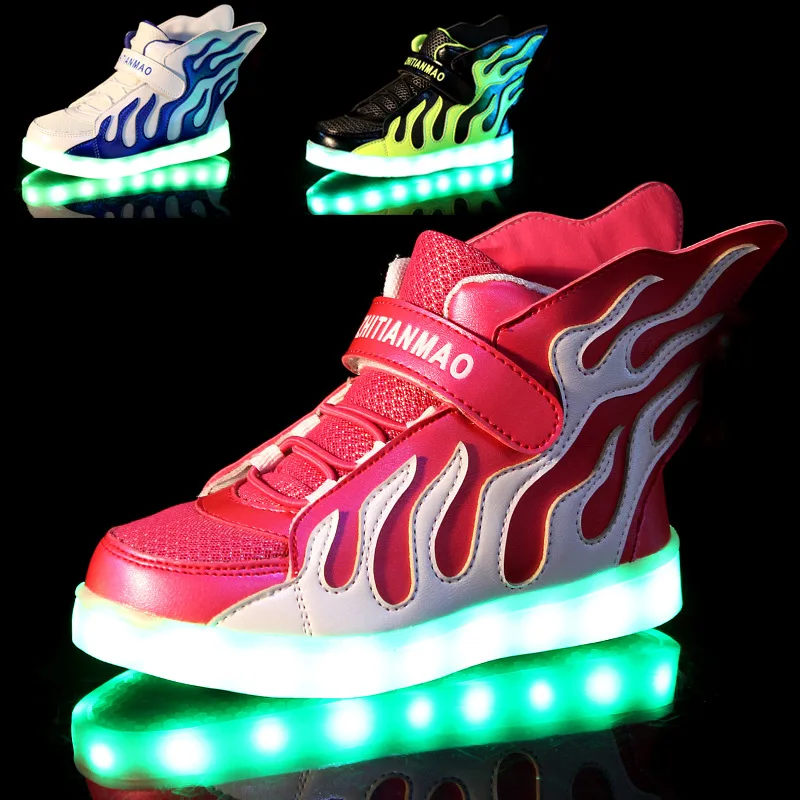 Светящиеся кроссовки обувь для мальчиков и девочек с подсветкой зарядкой от usb