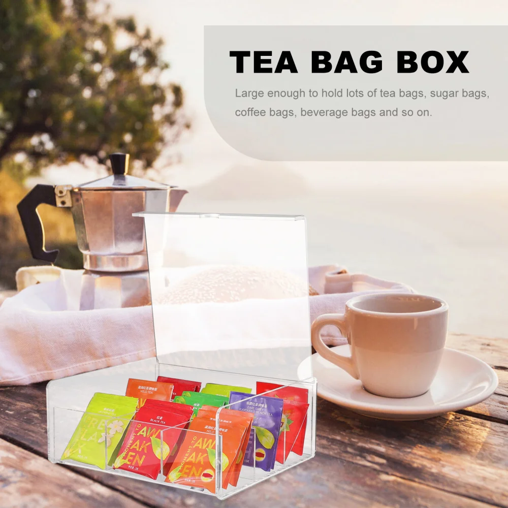 

1pc Acrylic Tea Bag Storage Box Cosmetic Storage Case Kitchen Sugar Bag Holder