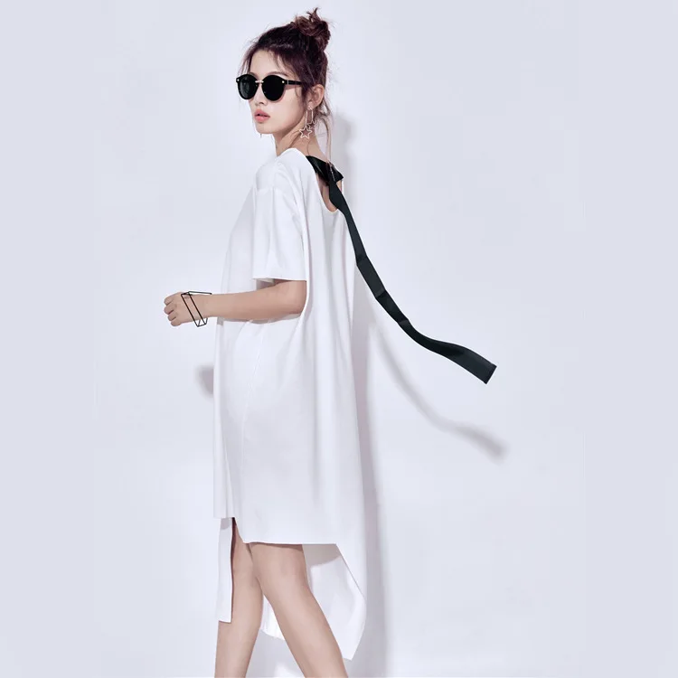 Горячая Холтер Топ платье для женщин Asymetrical подол круглый вырез Футболка