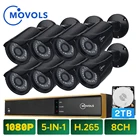 Комплект видеонаблюдения MOVOLS, 2 МП, 8 каналов, гибридная система видеонаблюдения HD, 5 в 1, DVR