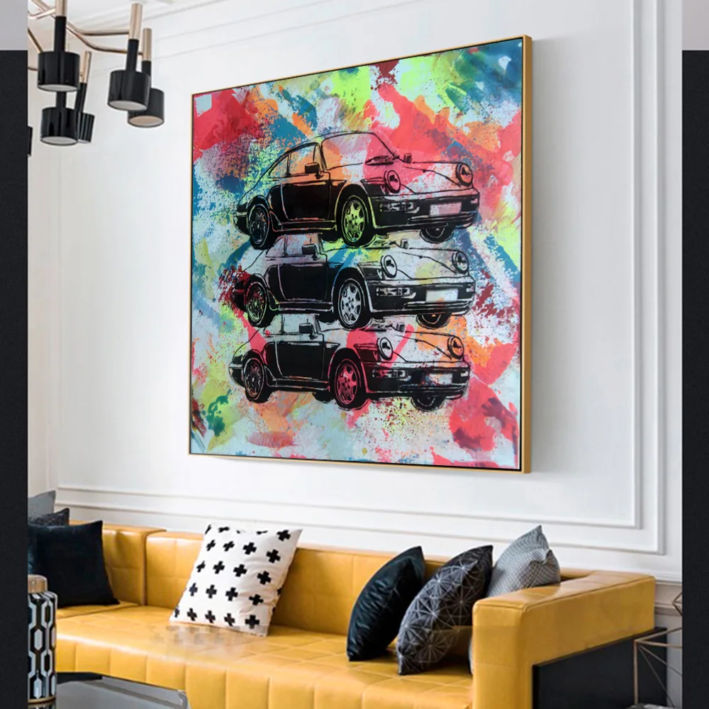 Акварель граффити роскошный спортивный автомобиль абстрактные картины Wall Art