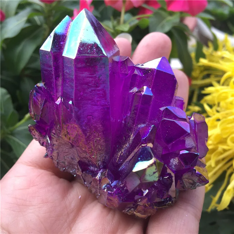 1pcs Natural crystal quartz Rare beautiful flame aura quartz crystal cluster Ore Mineral Healing Specimens Random delivery