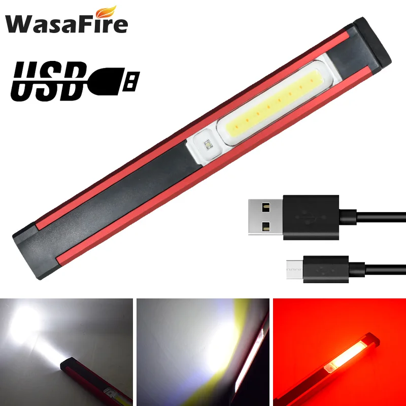 

Powerful COB LED Work Inspection Light USB Rechargeable Magnetic Hand Flashlight Waterproof Outdoor Camping Lanterna 5 Modes