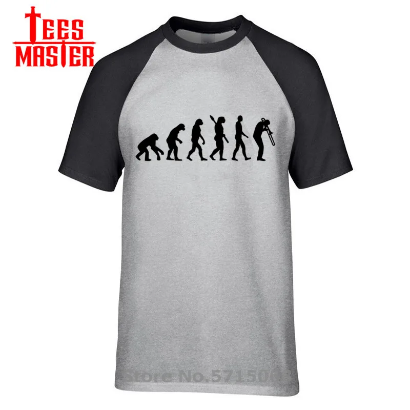 Эволюция тромбон Футболка прямого кроя Homme Повседневная модная одежда с