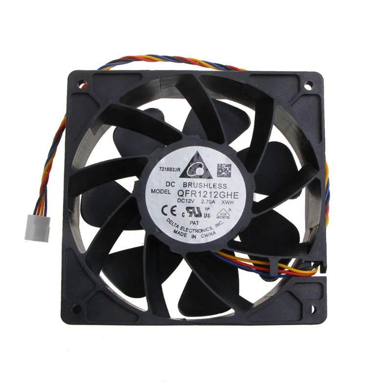 

DC Brushless QFR1212GHE 120mm DC 12V 2.7A Cooling Fan 120x120x38mm 4-p Ball Bearing 6000 RPM 210CFM High Speed CFM