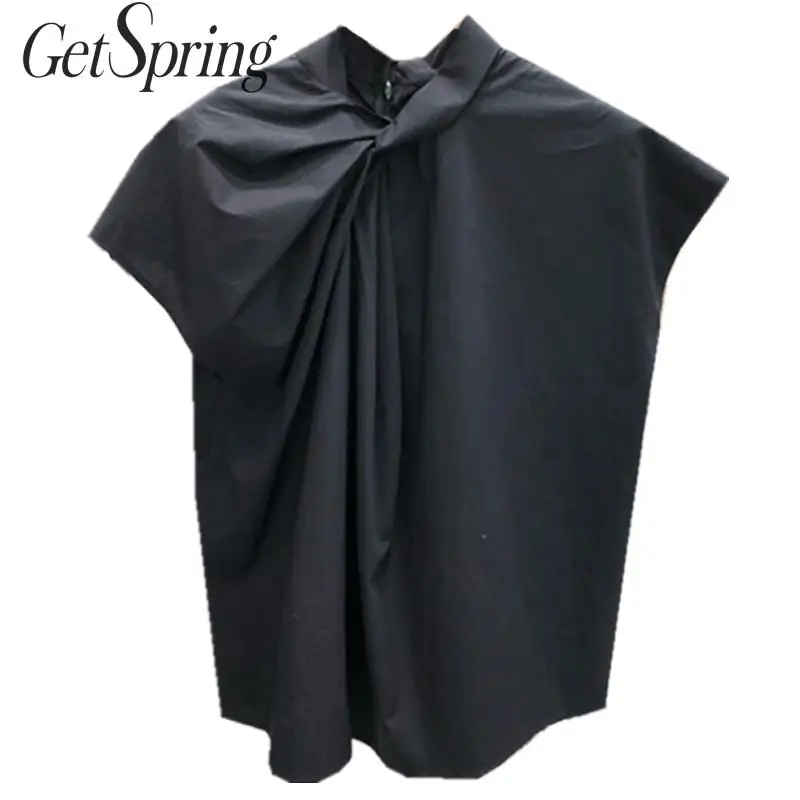 Женская рубашка с коротким рукавом Getspring повседневная хлопковая блузка черного и