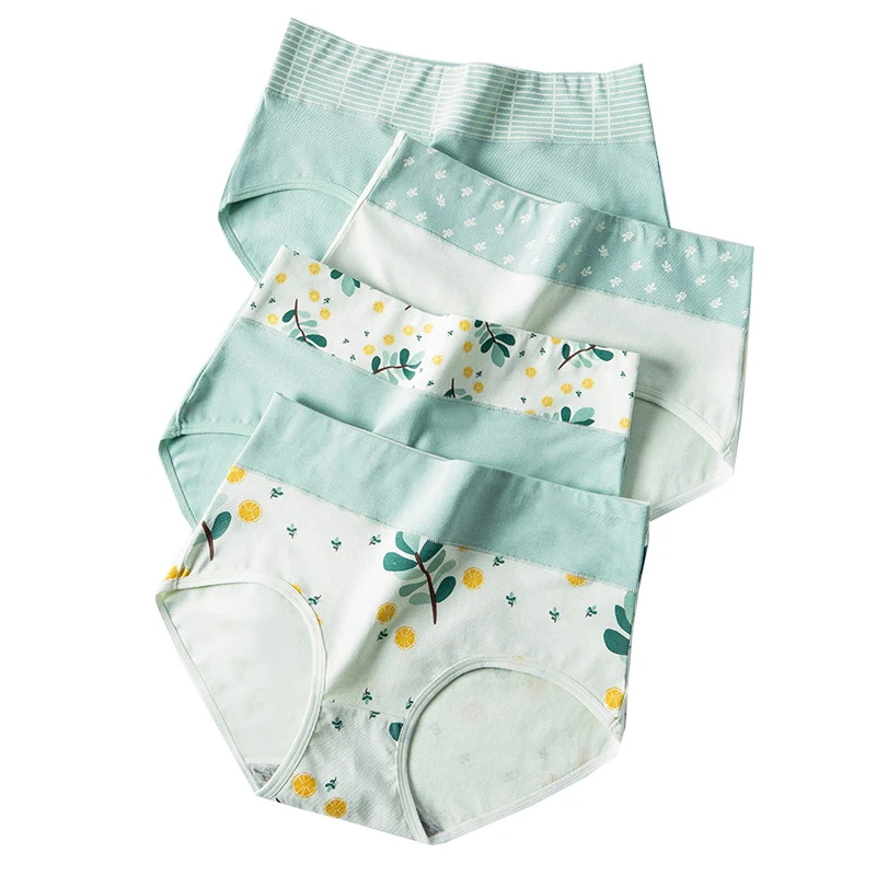 Женские хлопковые трусики с высокой талией 4 шт./лот Мягкое хлопковое нижнее