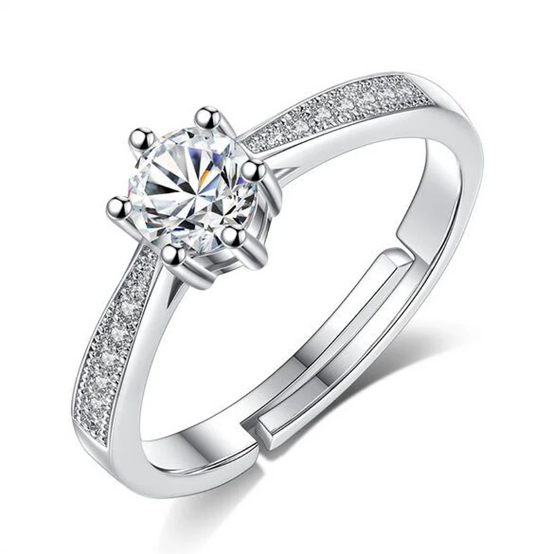 RG39 Six-claw ring OMHXZJ простой цветок Мода переплетенный любовь OL подарок стерлингового серебра 925 пробы женское кольцо с изменяющимся размером RG41 - Цвет камня: RG39 Six-claw ring