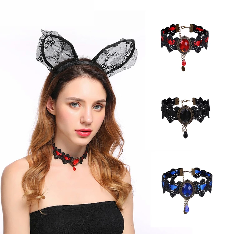 Платье принцессы вампира украшение готическое кружевное ожерелье чокер