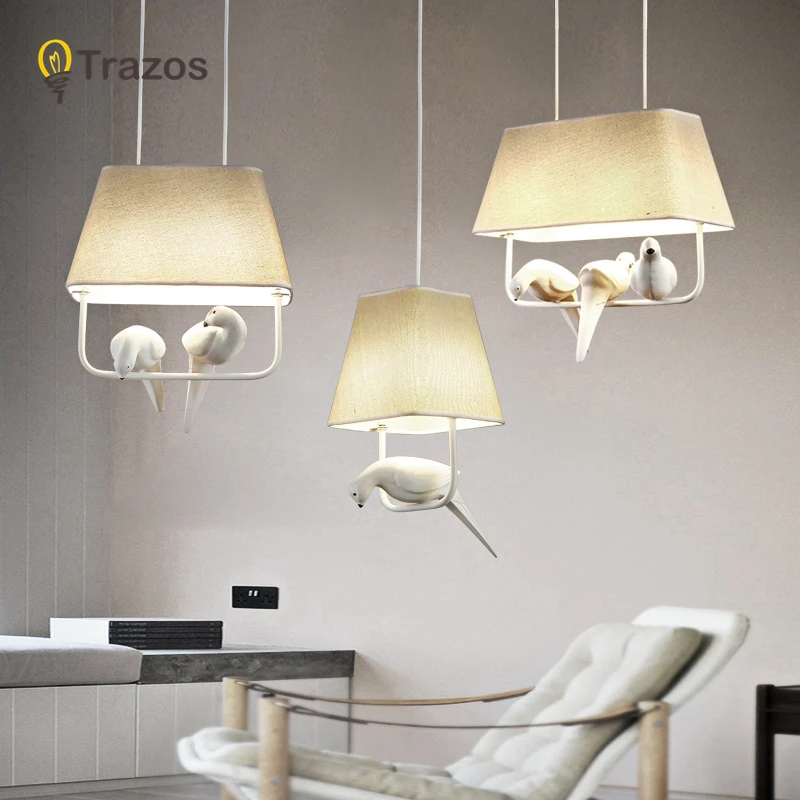 Подвесные светильники с птицами винтажный светильник из смолы тканевый абажур