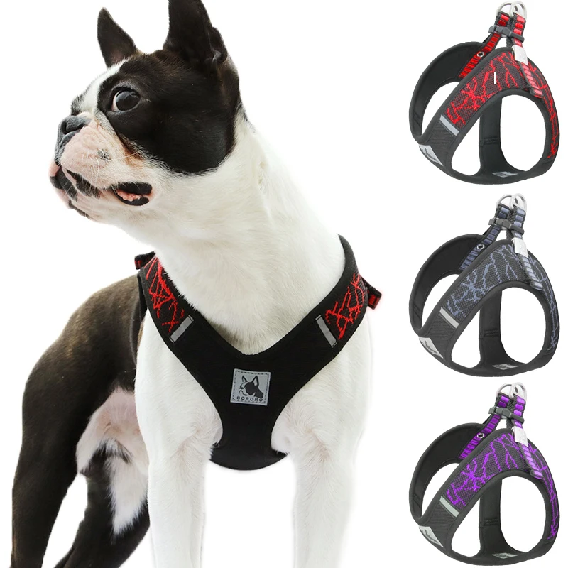 

3M Reflective Nylon Dog Vest Harness No Pull Mesh Adjustable Step-in Harnesses For Puppy French Bulldog Pitbull Pet Accessories