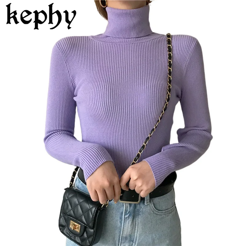 

Autumn Winter 2020 New Korean Style All-match sweater in Black High Collar Thick Slim Long Sleeve Knit Women's sweater Fashion