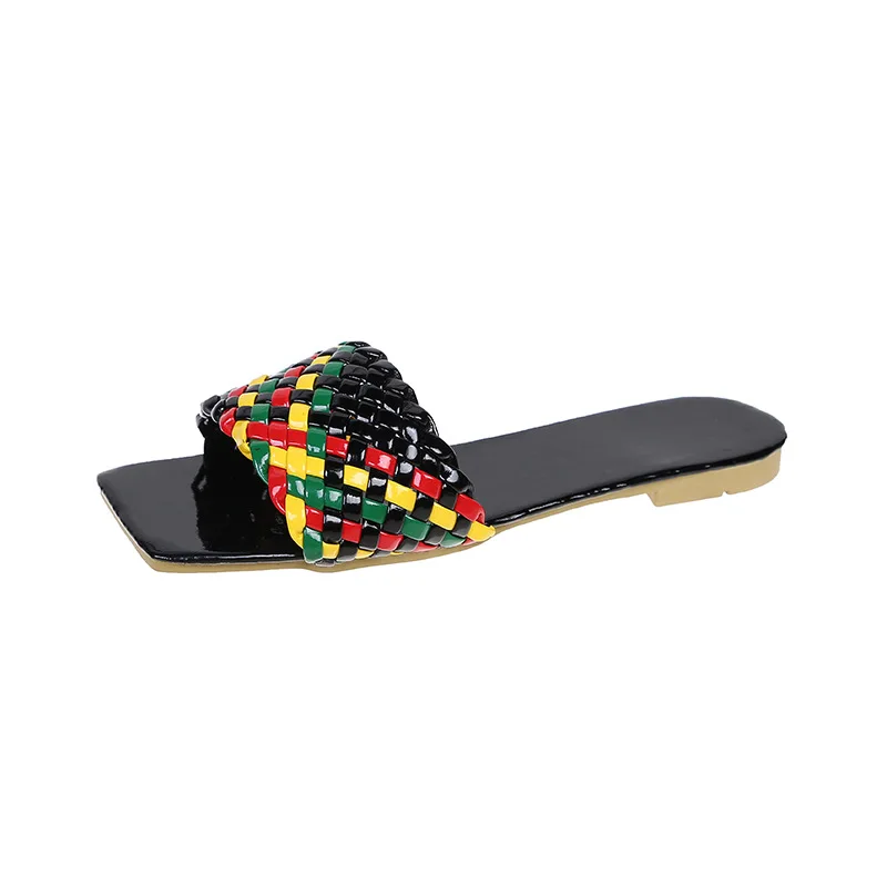 

Shoes Rubber Flip Flops Ladies' Slippers Slipers Women Multicolored Sandals Luxury Slides Square Toe Hawaiian 2021 Summer Flat