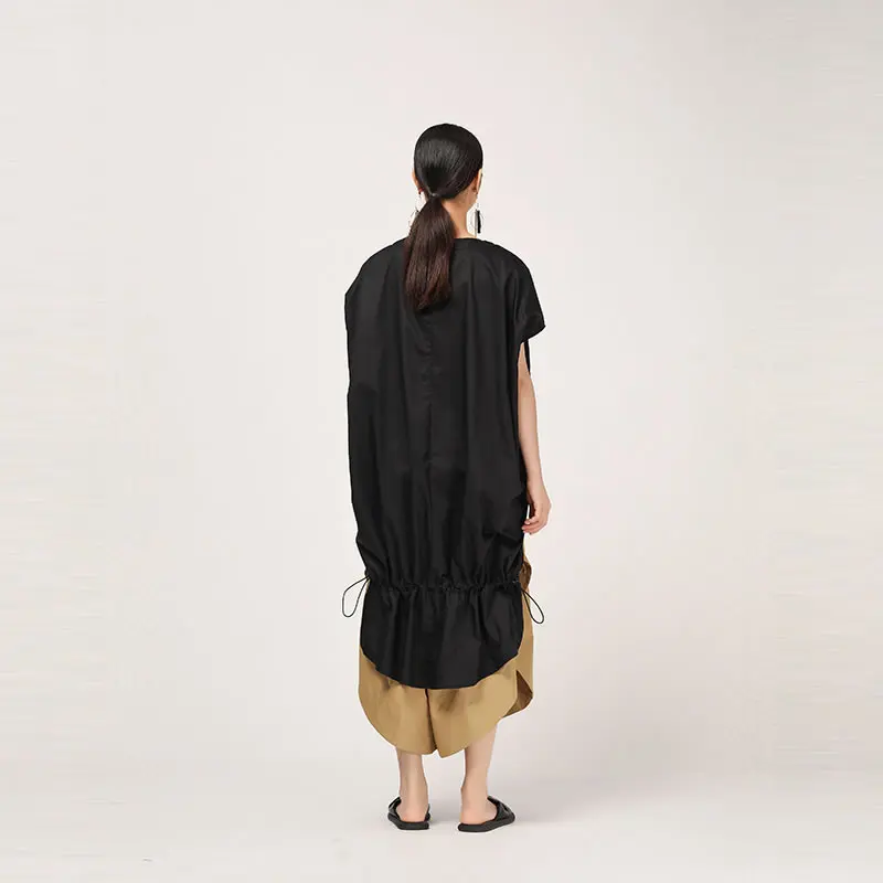 Женская Асимметричная блузка XITAO однотонная длинная свободная рубашка с круглым