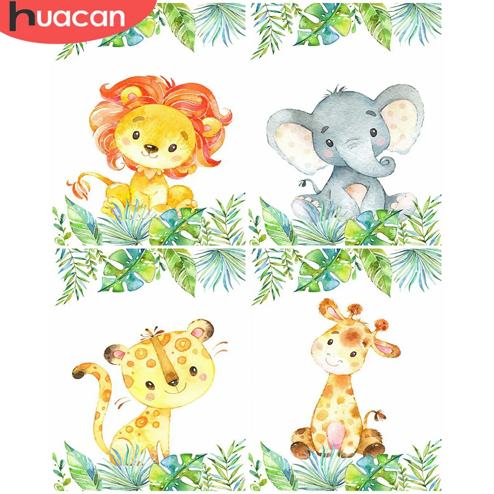 

HUACAN DIY Diamond Painting Animal Lion Diamond Embroidery Cartoon Elephant Mosaic Rhinestone Cross Stitch Tiger Home Decor