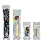 100 шт подарочные сумки голограмма алюминиевая фольга на молнии сумки длинные пластиковые лазерные Висячие Сумки для часов Ювелирные изделия Косметическая оконная упаковка сумка