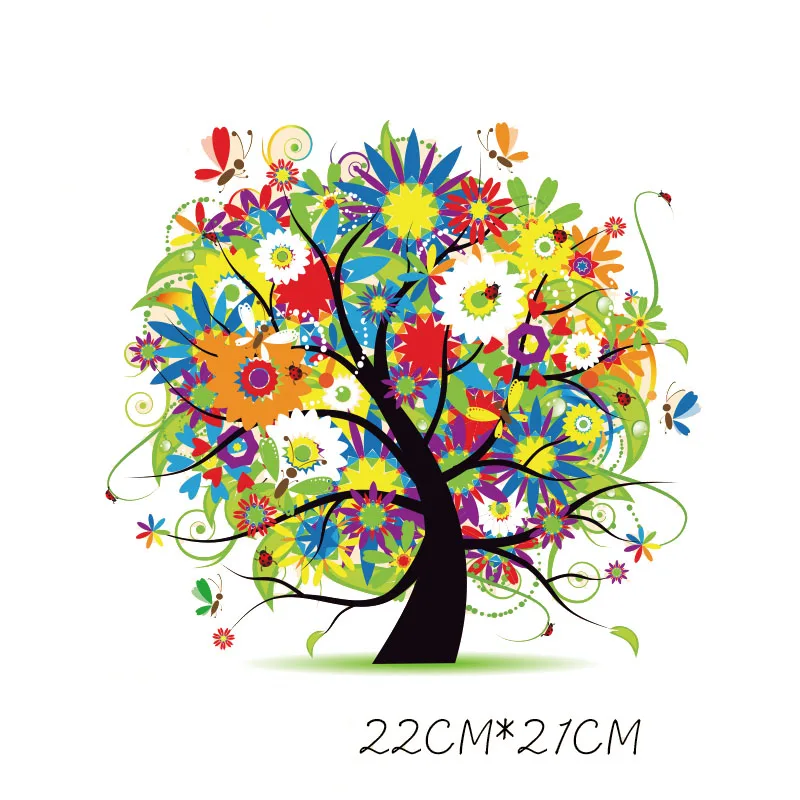 Цветные 3D наклейки на одежду в виде дерева моющиеся нашивки для мужских топов