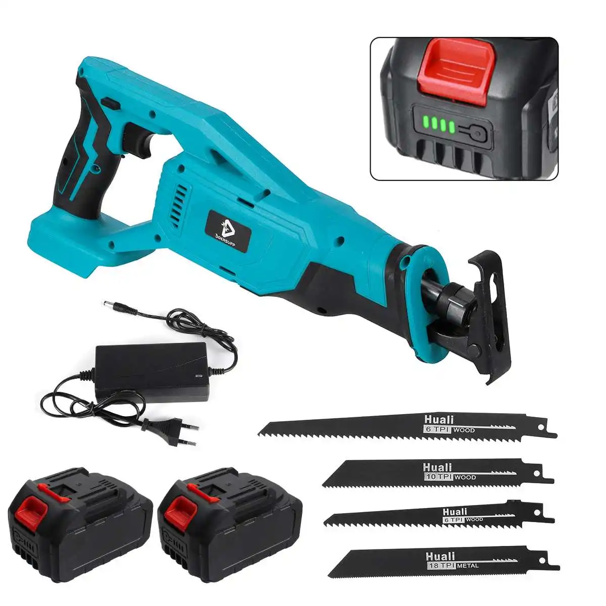

1500W Cordless Electric Reciprocating Saw Variable Speed Metal Wood Cutting Tool & 15000MAH Battery Indicator for Makita Battery