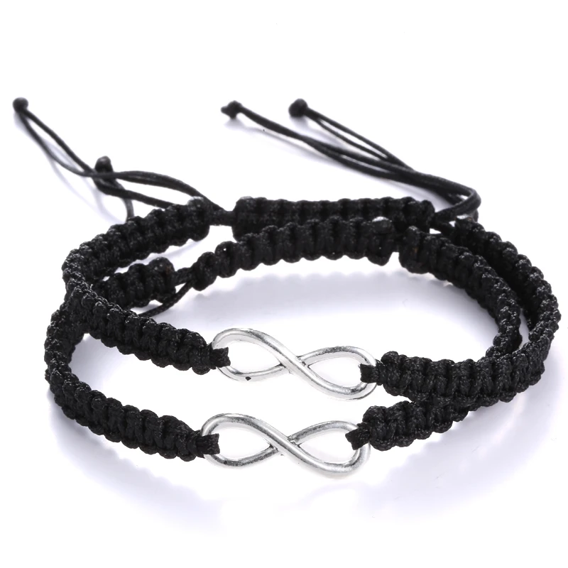 Conjunto de 2 unids/set de pulseras Infinity para hombre y mujer, brazaletes de cadena de cuerda