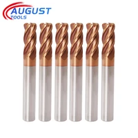 augusttool corner radius end mill cnc r bull nose milling cutter tungsten carbide steel metal router tool r0 5 r1 4flutes