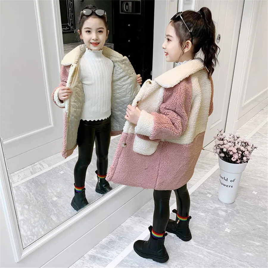 

Пальто для девочек, пальто в стиле пэчворк для девочек, плотные теплые детские пальто, верхняя одежда, осенне-зимняя детская одежда 6, 8, 10, 12, 14