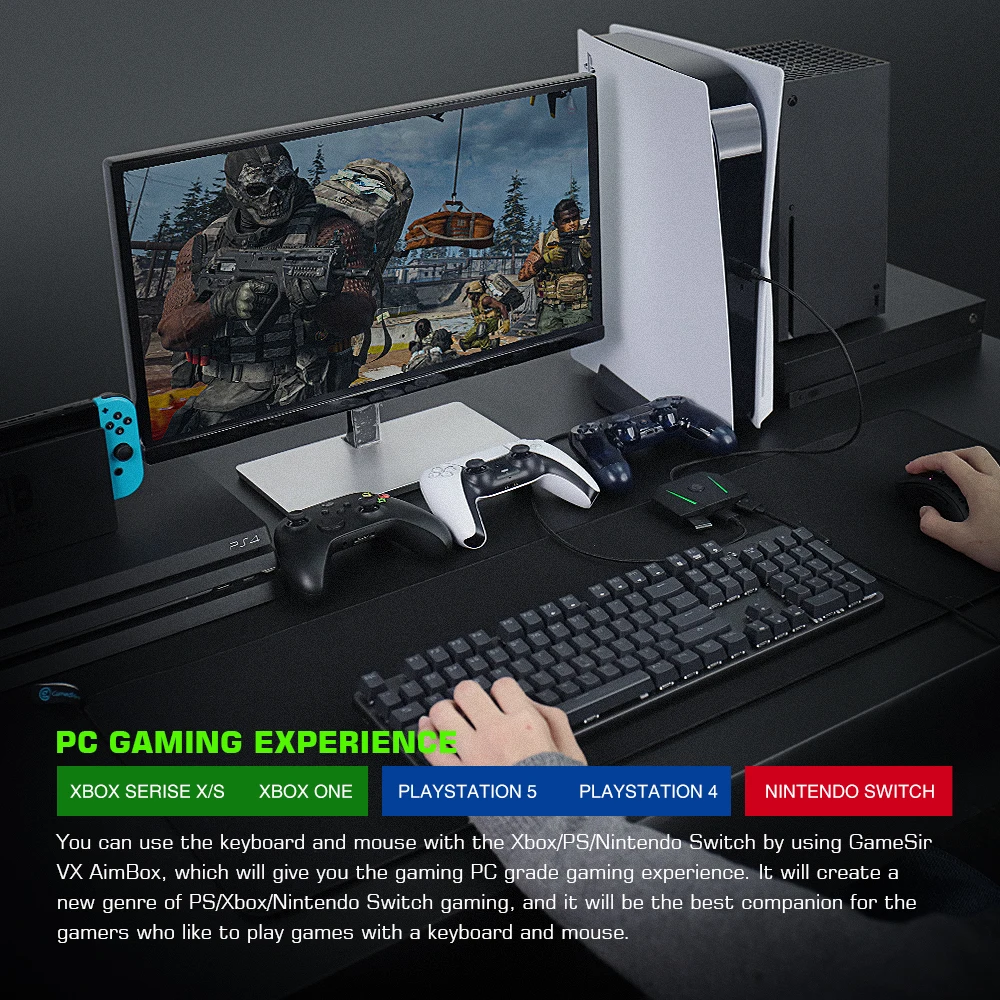 Конвертер контроллера клавиатуры мыши GameSir VX AimBox для Xbox серии X/S One/ PlayStation 4/ PS4/