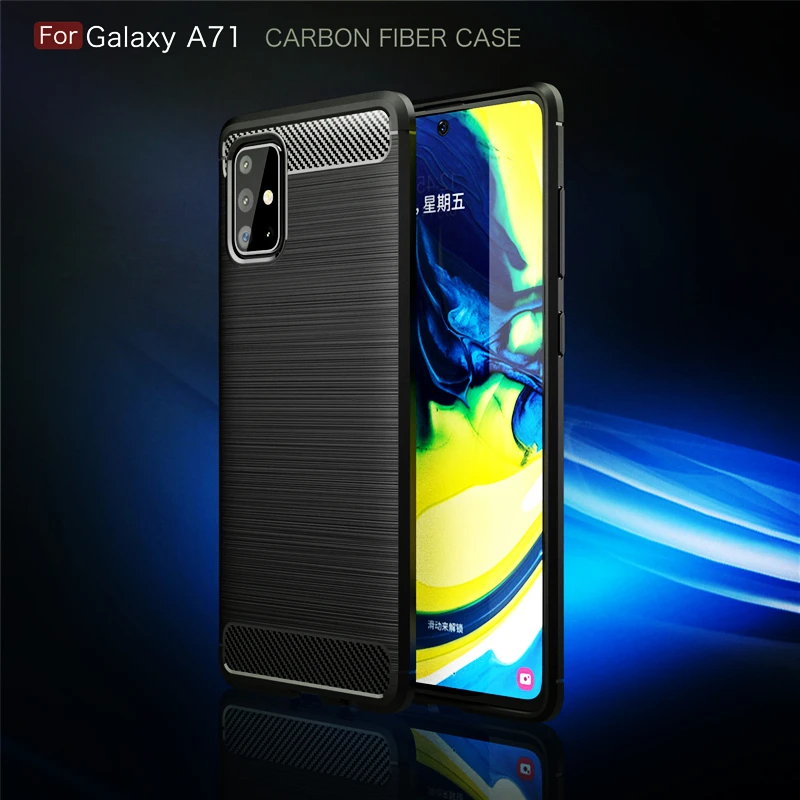 

For Samsung Galaxy A71 Case Carbon Fiber Full Shockproof Silicone Armor Case For Galaxy A71 Case Cover For Samsung Galaxy A71