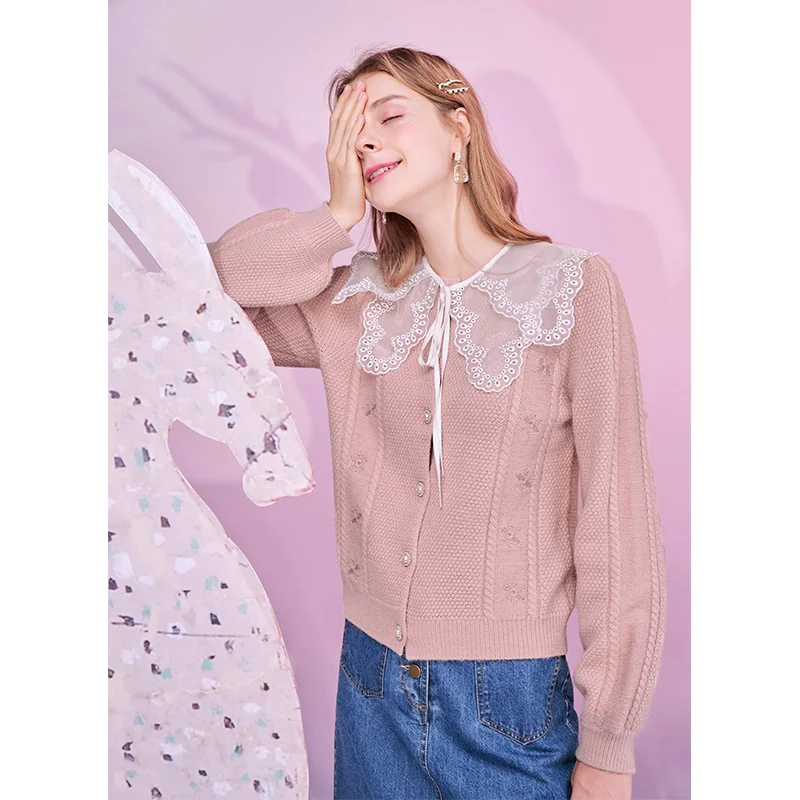 

SHZQ Sweater Coat Women's 2021 Spring and Autumn New Loose Pink Early Autumn Coat Lazy Wind Wear Knitted Cardigan