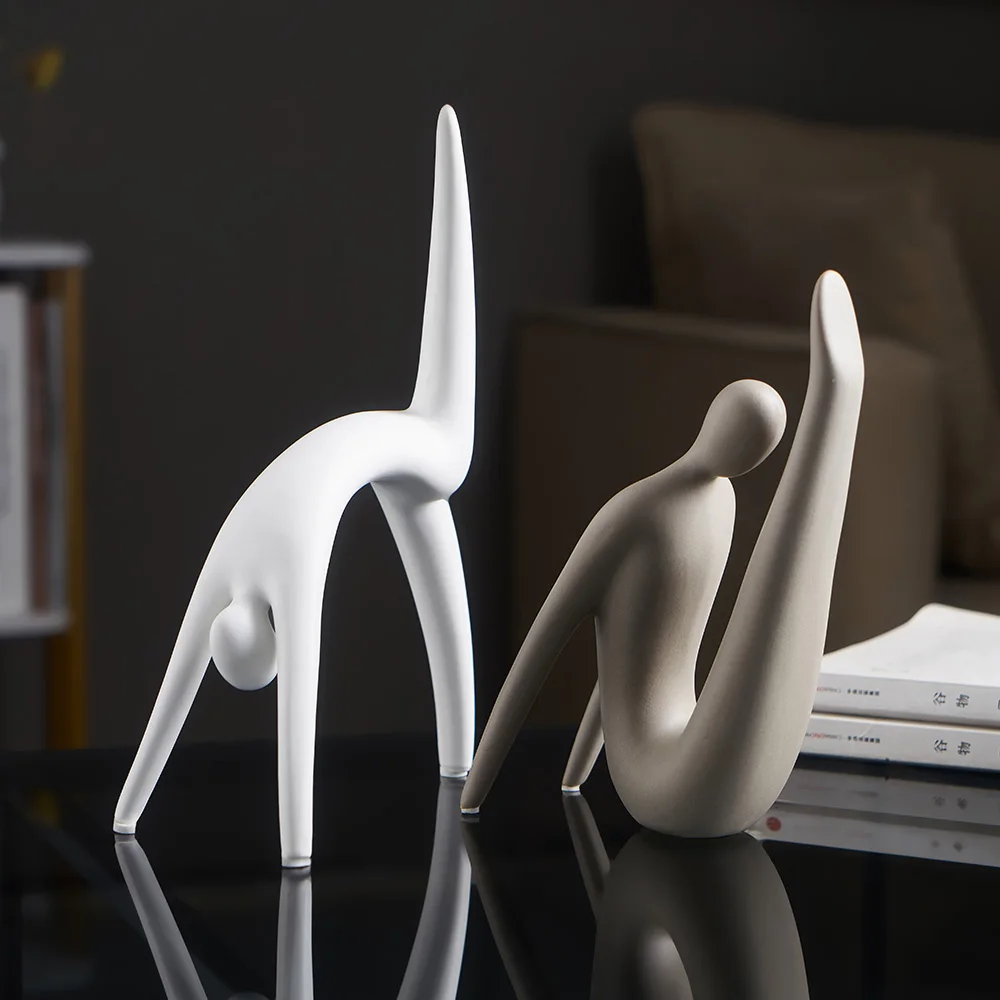 

Abstract Figurines Home Decoration Accessories For Living Room Modern Ceramic Yoga Model Art Sculpture Office Desk Decorative