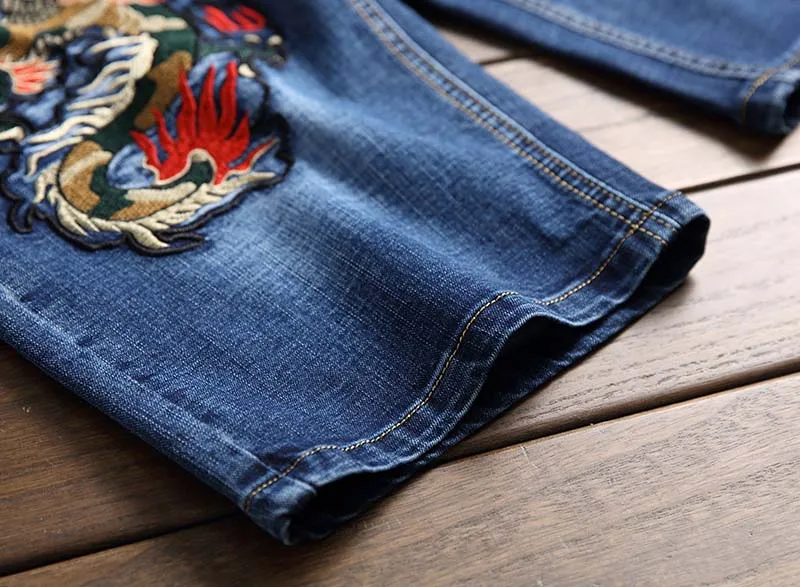 

KIOVNO Summer Men Ripped Denim Shorts Embroidery Dsitressed Short Jeans For Male Black Blue