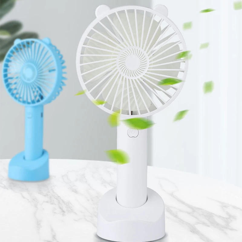 

COSTWAY Portable Hand Fan USB Rechargeable Handheld Mini Fan 3 Speed Adjustable Removable Base Silent Small Desktop Ventilador
