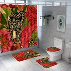 Занавеска для душа с 3d-изображением леопарда, водонепроницаемая моющаяся занавеска для ванной из полиэстера, Противоскользящие коврики, крышка для унитаза, набор ковриков для ванной