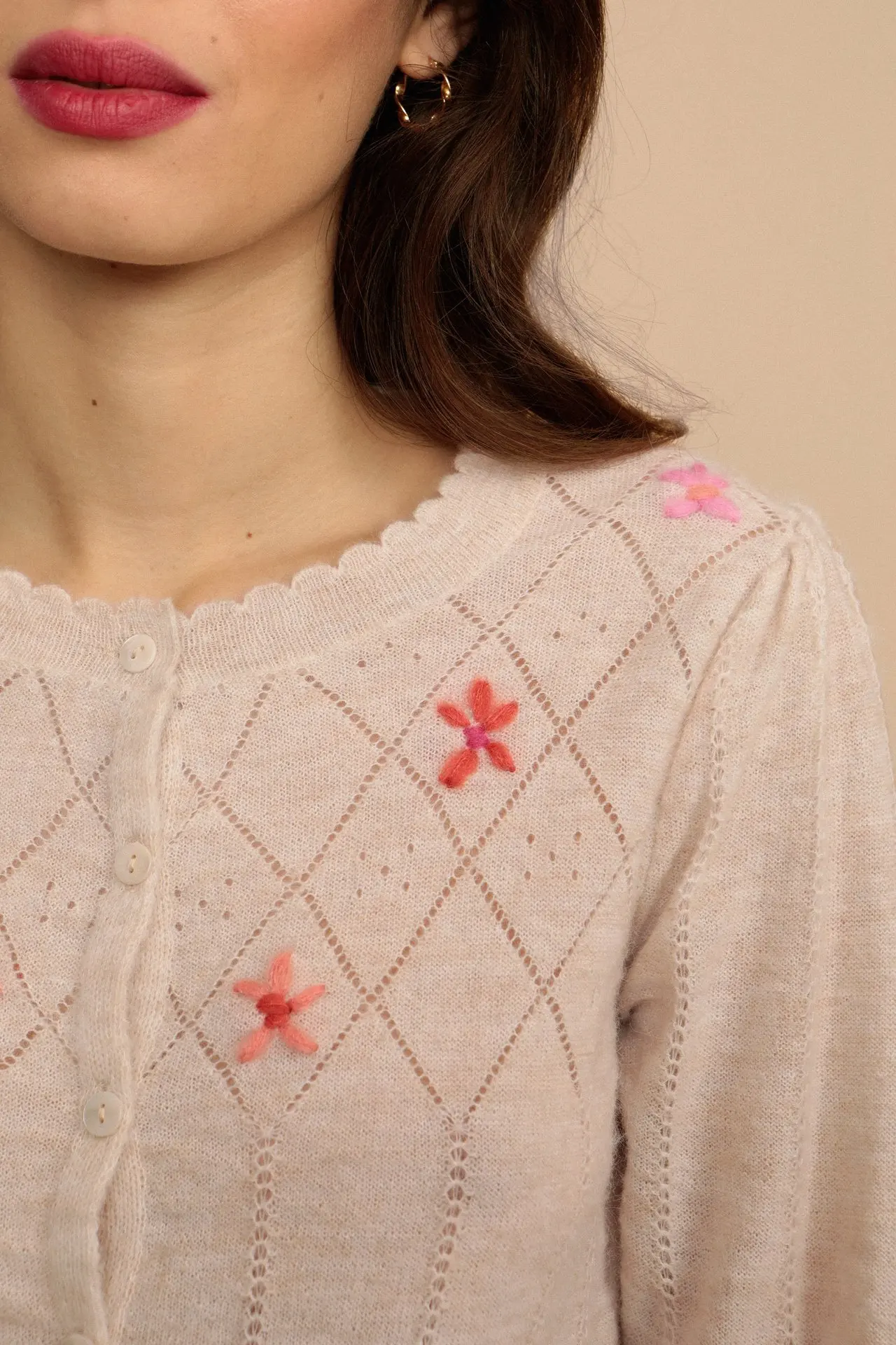

2021 Early Autumn New Wool Cardigan Cardigan Floral Embroidery Front Button-up Sweater Women